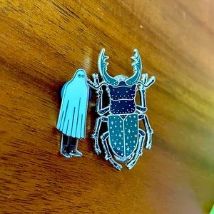 👻🪲 Halloween Spooky Pin Duo 🪲👻 Resin Ghost & Beetle Set